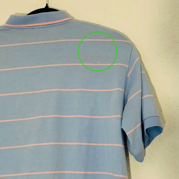 VTG Lacoste Polo Shirt Women XL Blue Pink Stripe Top Pastel Preppy Classic Logo - Picture 8 of 8